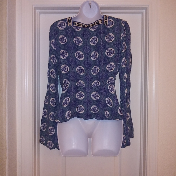 Free People Bell Sleeve Front Tie Top - Picture 3 of 6